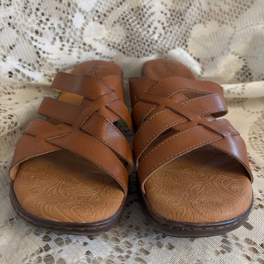 B.O.C. Women's US 9 M Multi Strap Brown Faux Leather Sandals
